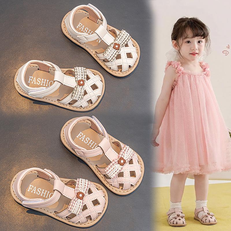 Toddler Walking Shoes Girls Sandals Ultra Soft Breathable Leather Shoes Anti-Collision Anti Slip Single Shoes