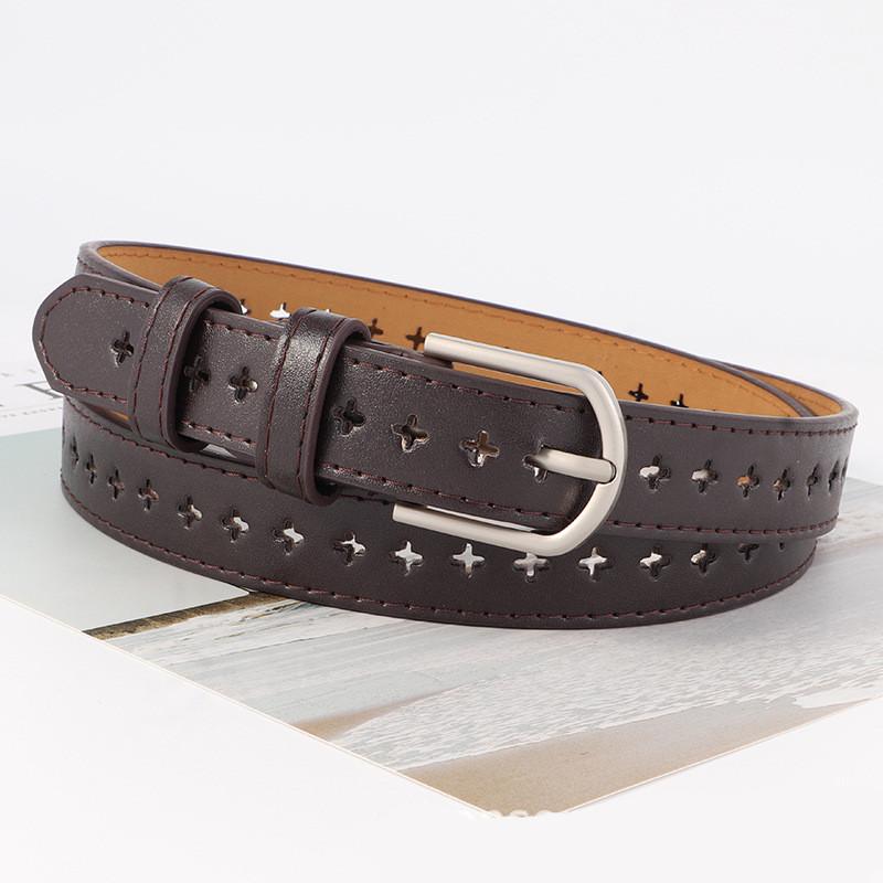 Belt Small Retro Minimalist Waistband Hollowed Out Holes Womens Student Jeans