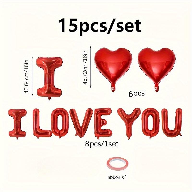 

Red Valentine S Day Decorations,I Love You Letter Balloons with Red Heart Balloons,Suitable for Wedding Anniversary Decoration as shown