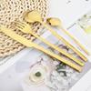 24Pcs Rainbow Color Cutlery Set Knife Fork Spoon with Rack Dinnerware Set Stainless Steel Tableware Flatware Kitchen Silverware with Storage Holder