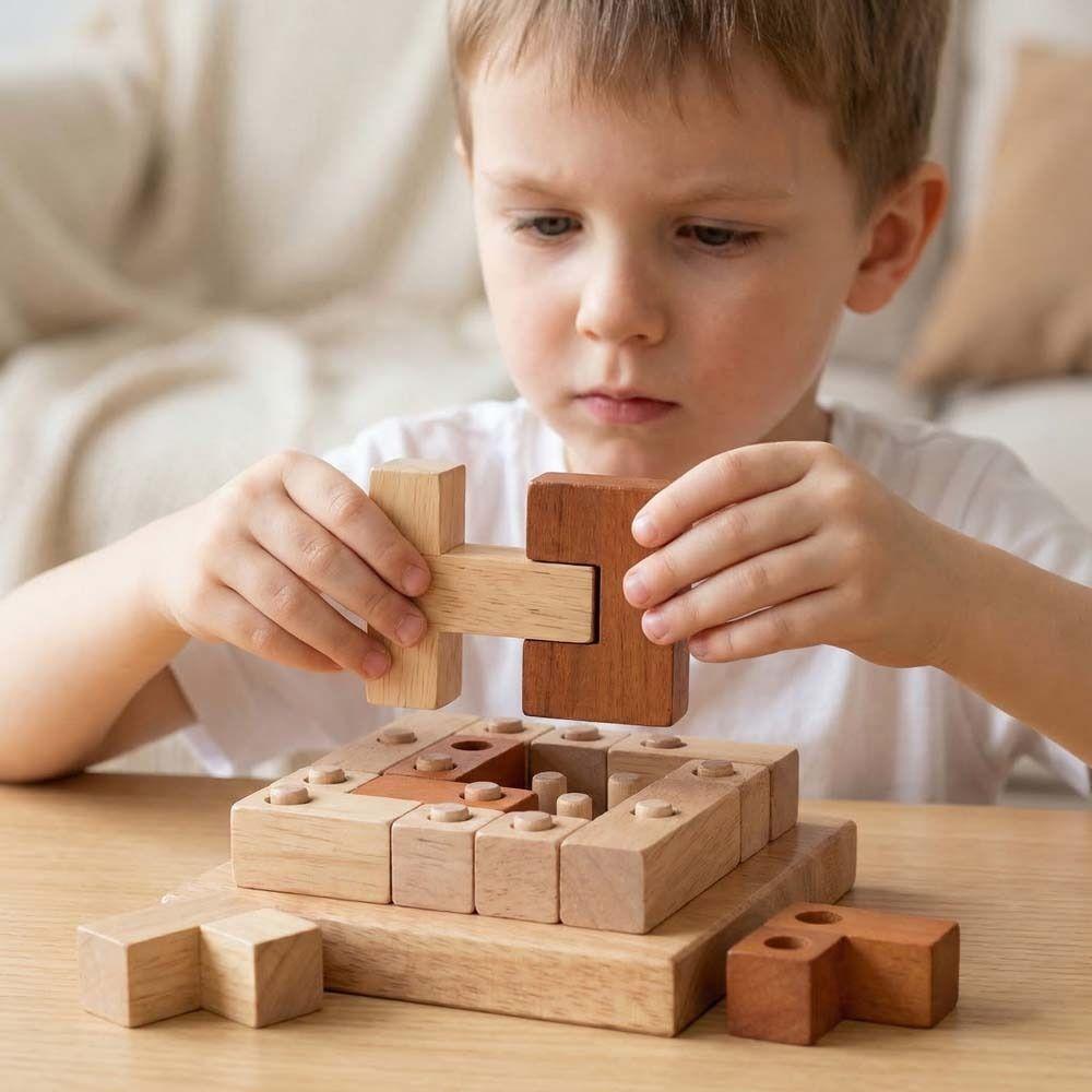 3D Geometric Puzzle Game Assembling 3D Wooden Puzzles IQ Puzzle Mind Brain Teaser  Kids Gifts