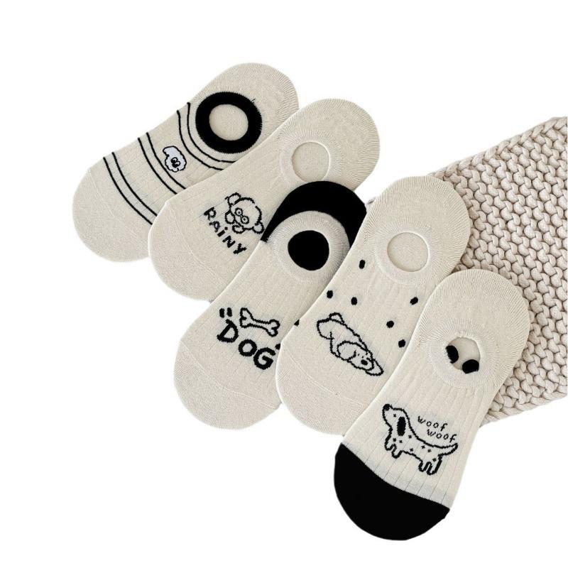 Female Summer Thin Cute Puppy Non Slip Non Slip Heel Invisible Boat Socks