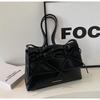 Women Bowknot Pu Shoulder Bag Large Capacity Bag With Adjustable Shoulder Strap Shopping Bag Stylish Fashion Solid Color Handbag