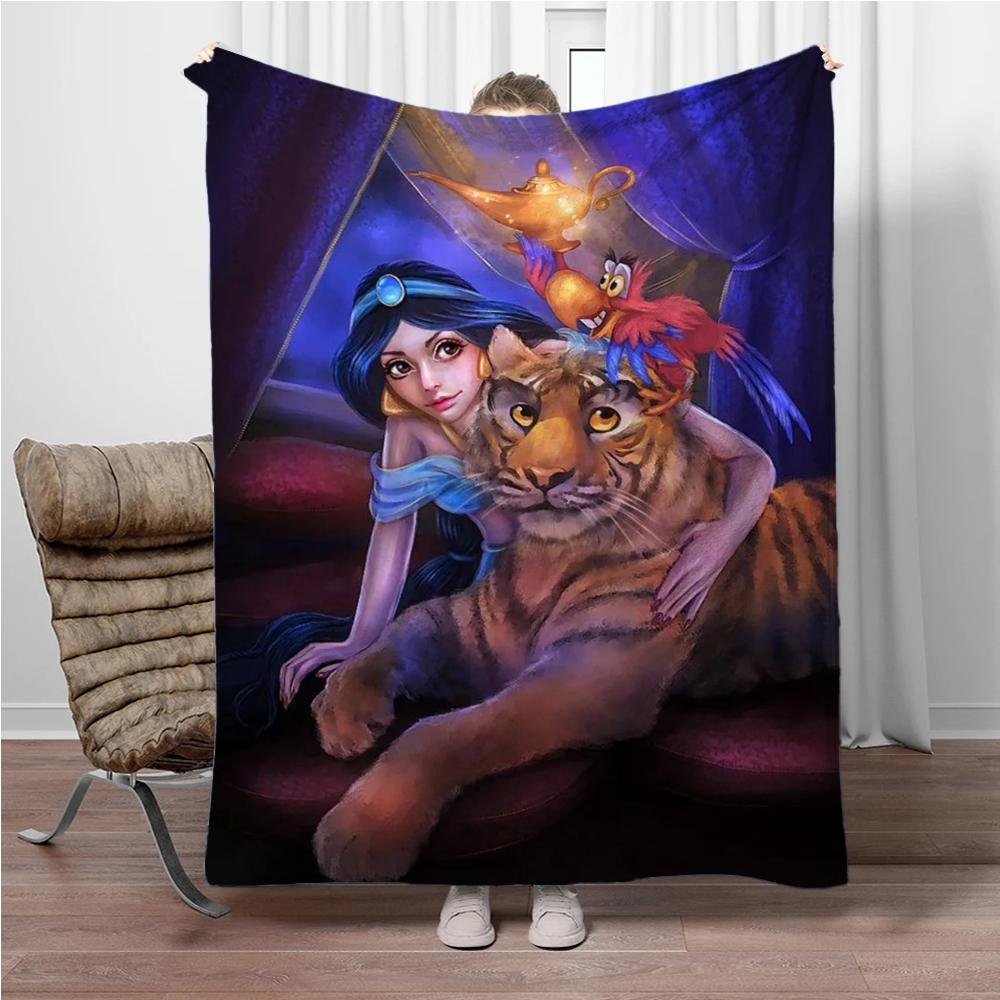 Aladdin Cartoon Princess Jasmine Children Warm Soft Blankets for Sofa Bed Cover Blanket Suitable for Birthday Souvenir Gifts