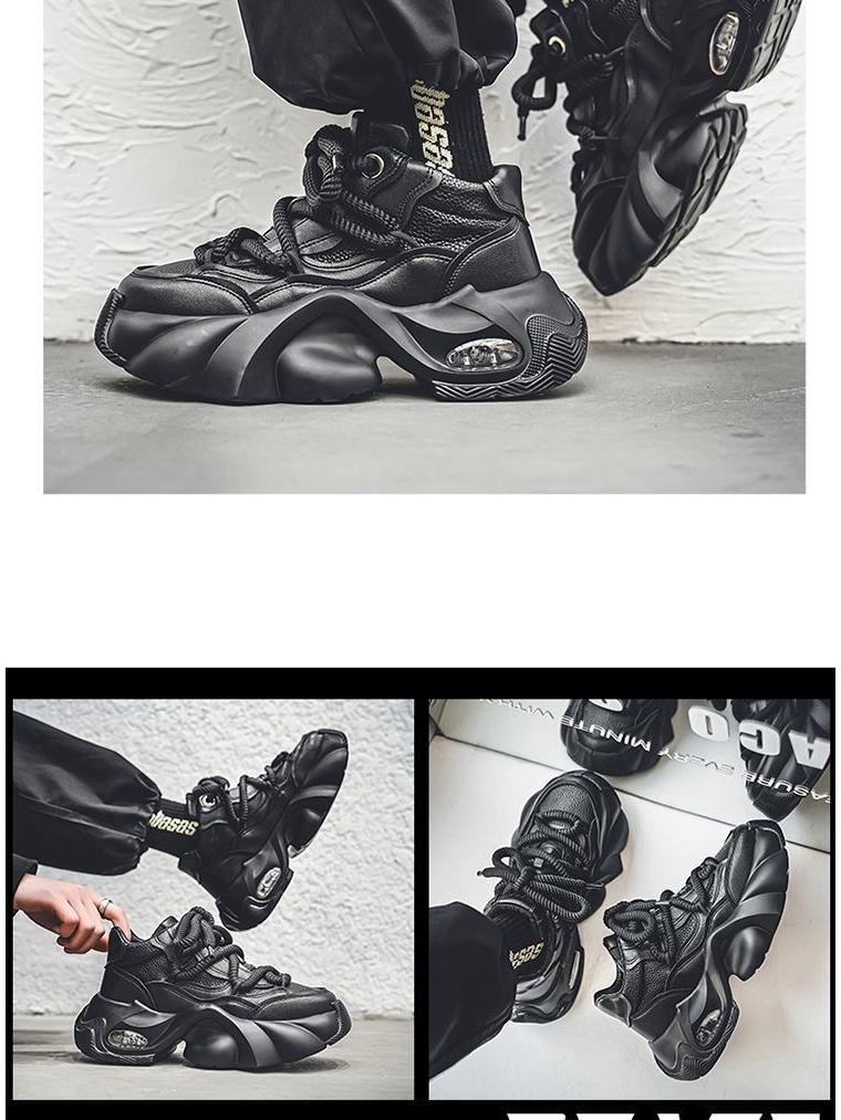 European Men's Thick Sole Air Cushion Height-Boosting White Dad Sneakers: Winter Casual Sports Style