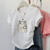 Top da donna estivo 2024 dimagrante nero in cotone a maniche corte