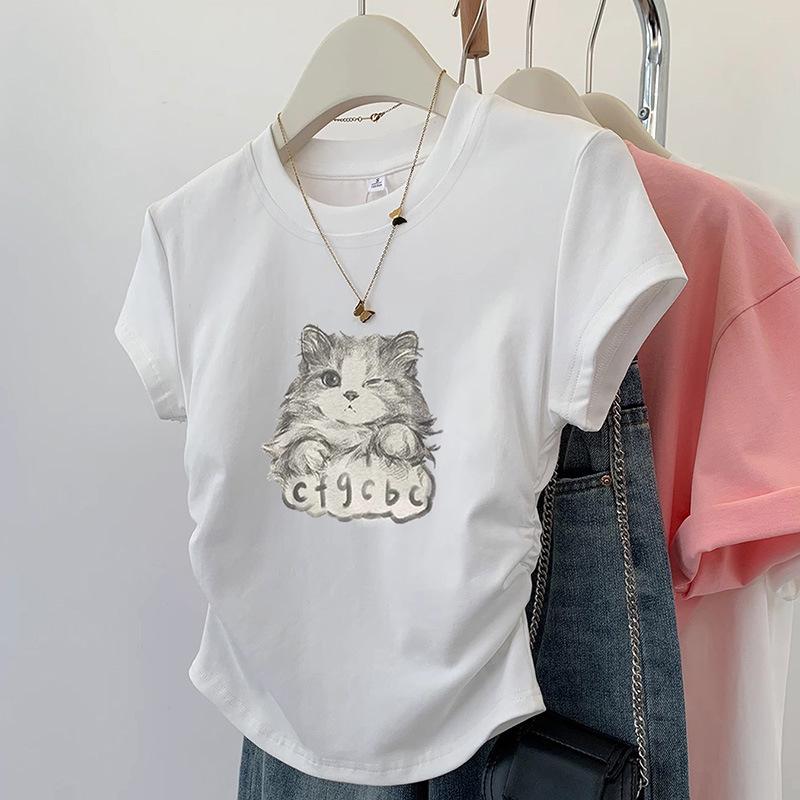 

Жіночий літній 2024 облягаючий чорний бавовняний топ з коротким рукавом Extra Large