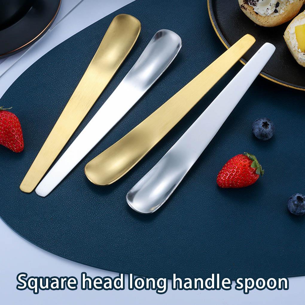 Lingură Desert Tort Agitare Ceai Plat Lingură de Înghețată Tacâmuri Metal Integrate Margine Netedă Mâner Lung Polonice Picnic