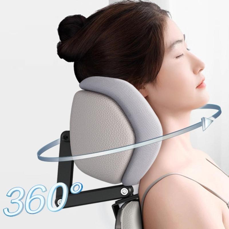 Ergonomic Neck Cushion For Office Chairs Removable Headrest Attachment With Memory Foam Cores Adjustable Height Angled