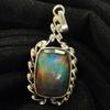 Natural Opal CERTIFIED 33 Ct 925 Sterling Silver Cushion Pendant Gift For Him