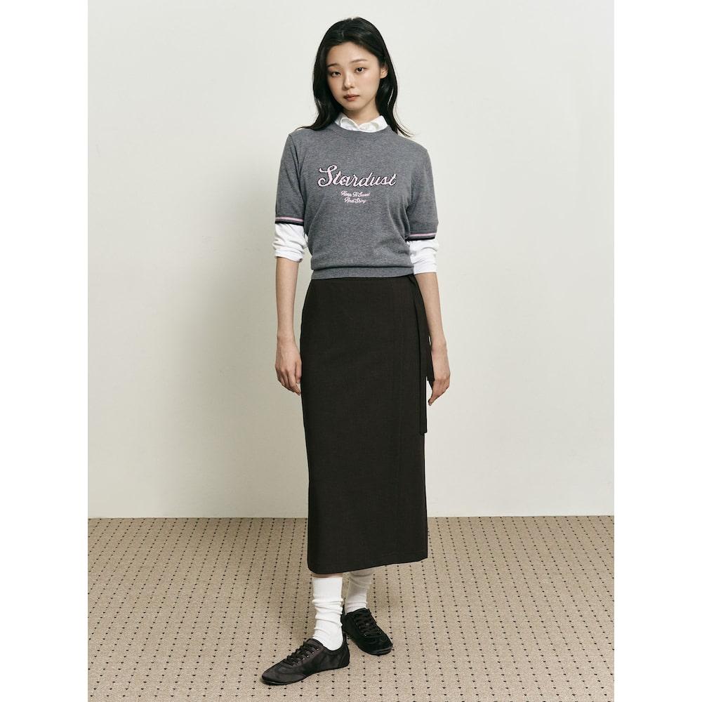 Binpolleidiseu [B. My] Wool Blend Lettering Point Knit Gray (Bf5851N013)
