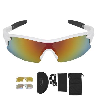 Gafas de esquí para niños con montura blanca y 3 pares de lentes, paño de limpieza antivaho para deportes de nieve en invierno.