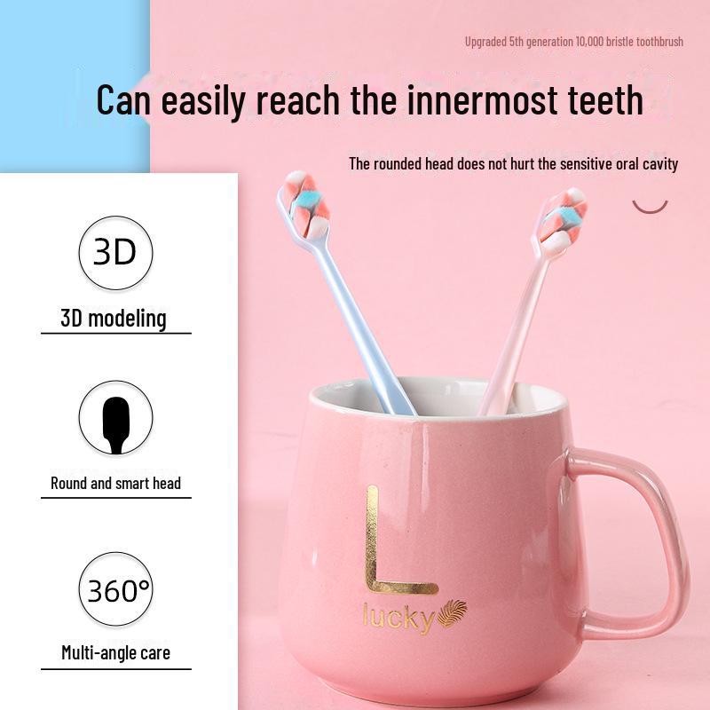 Lebensfrohe Zahnbürste mit 10.000 Borsten und Nano-Soft-Borsten für Erwachsene und Paare
