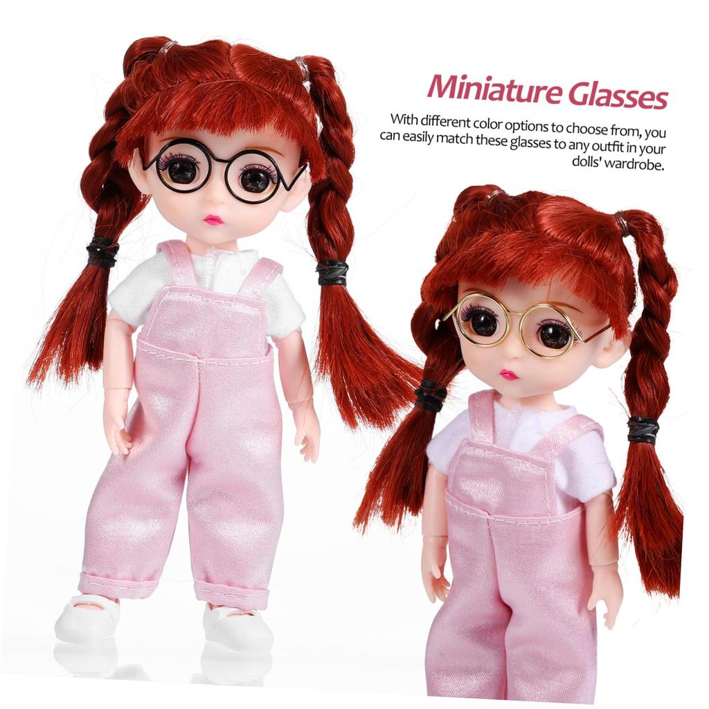 LABRIMP 20-Piece Doll Glasses, Mini Doll Accessories, Metal Wire Frame, Fashion Eyewear for Small Dolls, Costume Props