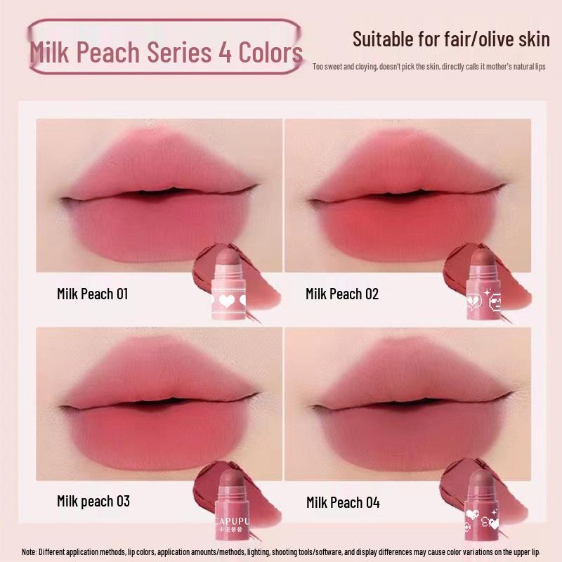 

CAPUPU Lipstick: Soft Matte, Tender Girl Style, Long-Lasting, High-Value, Whitening Formula, Fade-Resistant. Standard