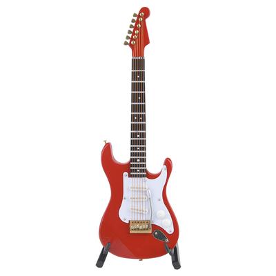 Jemná 18 cm Mini Drevená Elektrická Gitara Model Ozdoby Kolekcia so Stojanom (Červená)