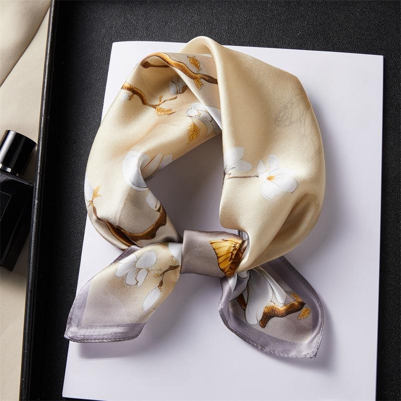 53Cm silk new small square scarf Hangzhou silk Chinese style silk scarf women s early spring thin mulberry silk silk scarf scarf 53*53cm