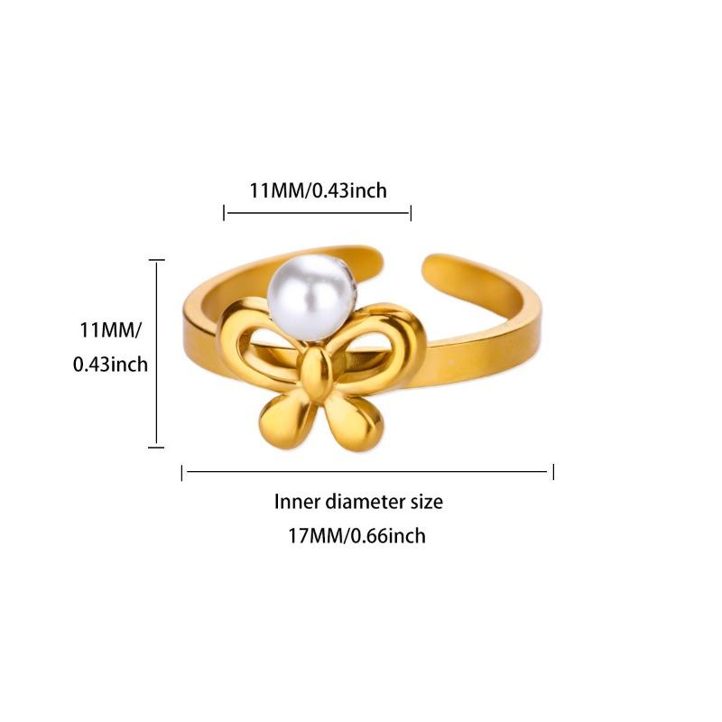 New Rings Women's Niche Premium Butterfly Flower Plain Ring Open Ring Fashion Jewelry Stainless Steel Ring