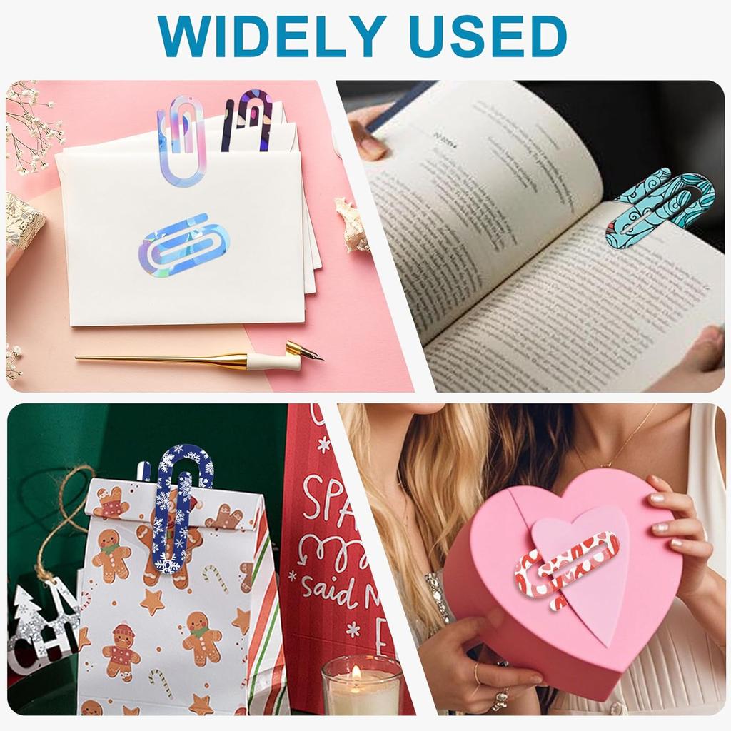 12 Pcs Sublimation Paper Clips Jumbo Blanks, 4x2 Inch Acrylic Sublimation Paperclips Blanks Large, Personalized Paper Clips for Crafts, Gifts, Home,