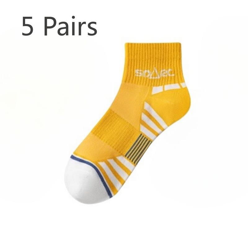 5 Pairs of Men's Summer Thin Basketball Sports Deodorizing Sweat-absorbing Breathable Youth Pure Cotton Socks