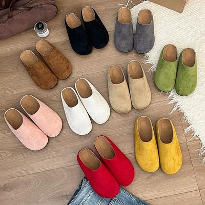 Chaussures paresseuses Vêtements d'extérieur rétro français Chaussures Boken pantoufles une pédale polyvalentes décontractées demi-traîne printemps précoce nouveau sac tête traîne