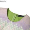 ZANZEA Damen Freizeitkleid mit Druck-Patchwork, Sommer, Kurzarm