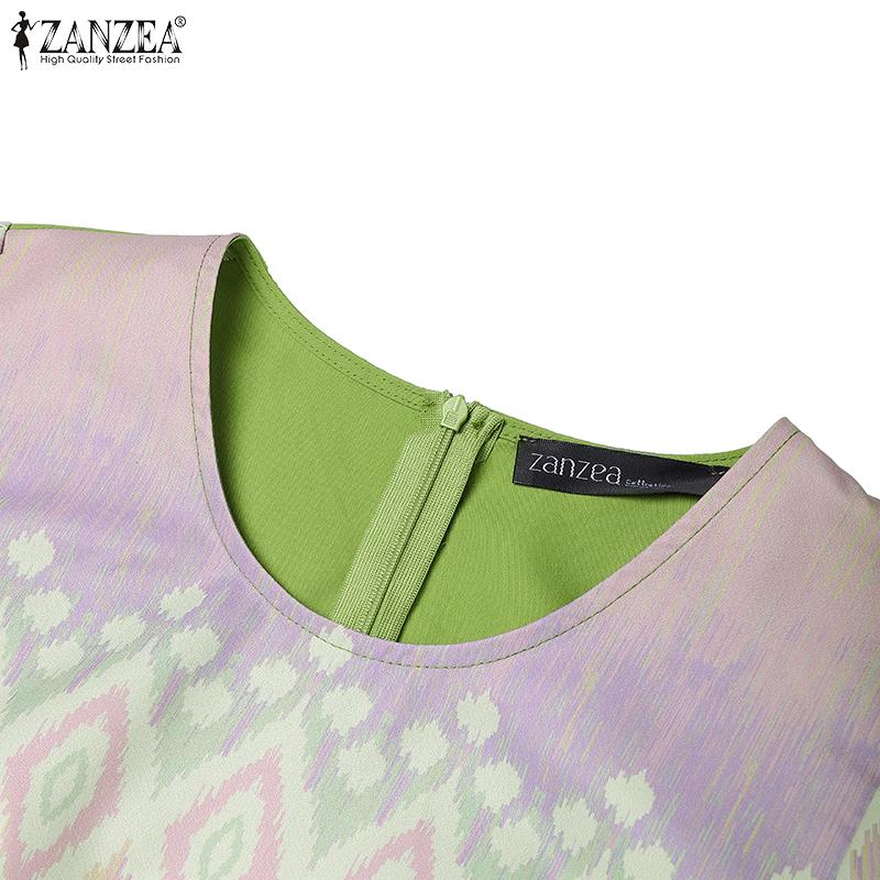 ZANZEA Damen Freizeitkleid mit Druck-Patchwork, Sommer, Kurzarm