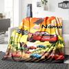 Custom Name Cars Adventure Flannel Blanket for Super Soft Cute Comfort Blanket for Travel Bedding Couch Sofa Blanket