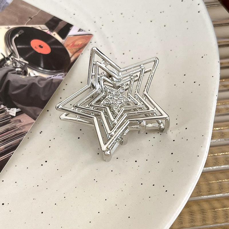 

UXSL Новая Мода Полые Кристальные Звезды Заколки-Клешни для Волос Женские Элегантные Металлические Заколки-Пятиконечные Звезды Головной Убор Летние Аксессуары для Волос