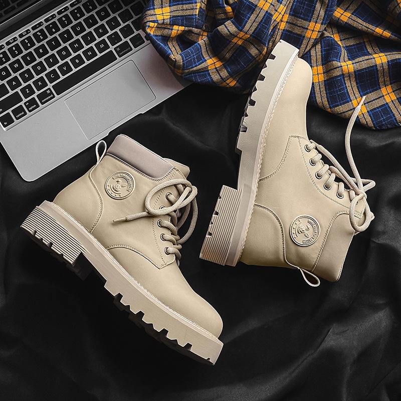 

2025 autumn new British style retro locomotive platform boots big yellow boots couple women s shoes big head Martin boots 44 абрикосовий