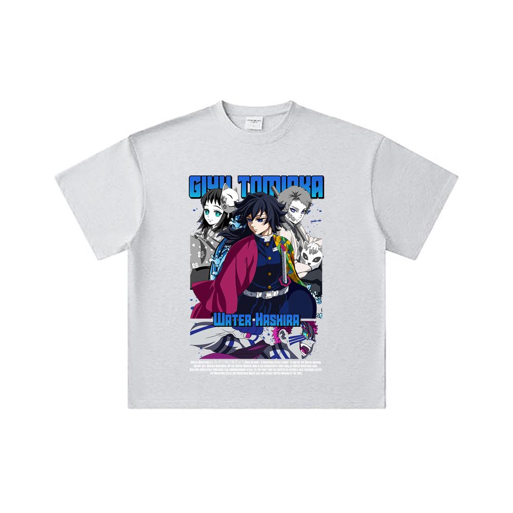 260 GSM Double Yarn 32 Count 100% Cotton Demon Slayer V20 Tomioka Print Unisex Heavy Cotton T Shirt