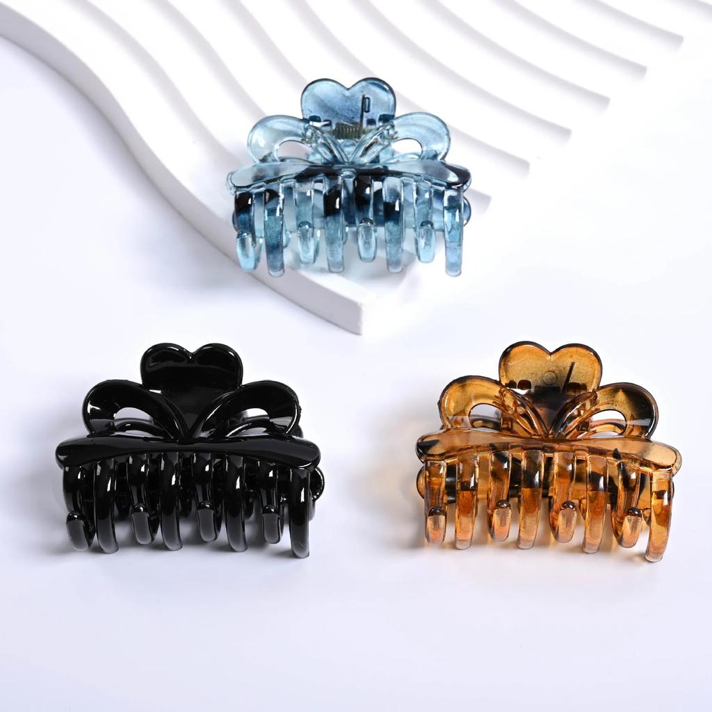 Medium Heart Claw Clip New Personality Elegant Multi-Color Transparent Hair Claw Half Up Hairstyle Accessory for Women 6pcs Set