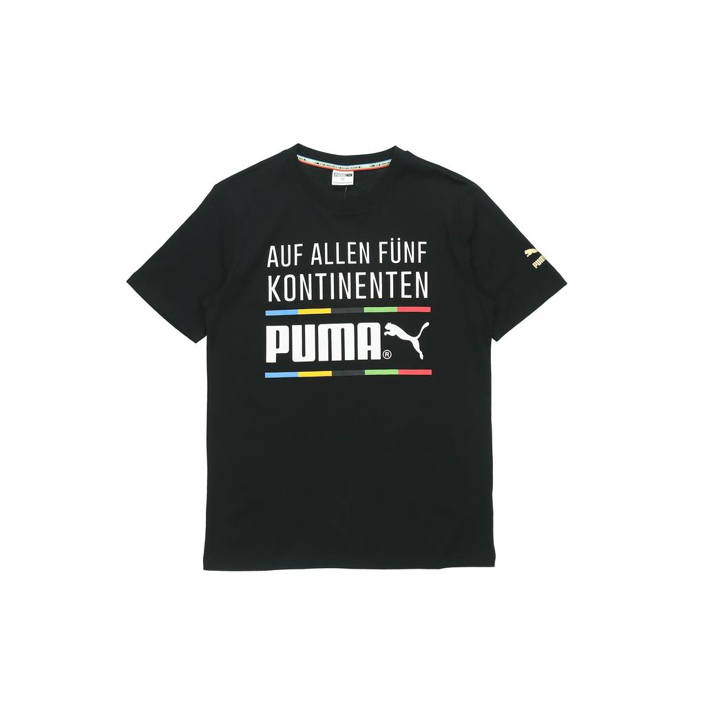 Puma Letter Print Crew Neck T-Shirt Men Tops Black 599997-51