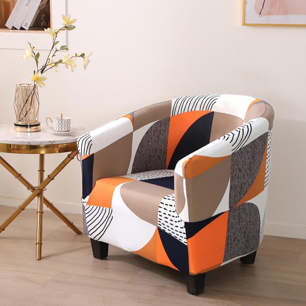Stretch Printed Semi Circle Sofa Cover Full Wrap Cafe Chair Cover Internet Cafe Hotel Sofa Protector