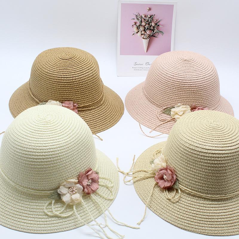 2020 Summer Parent-Child Straw Hat, Handmade Straw Visor Girl Flower Sun Hat