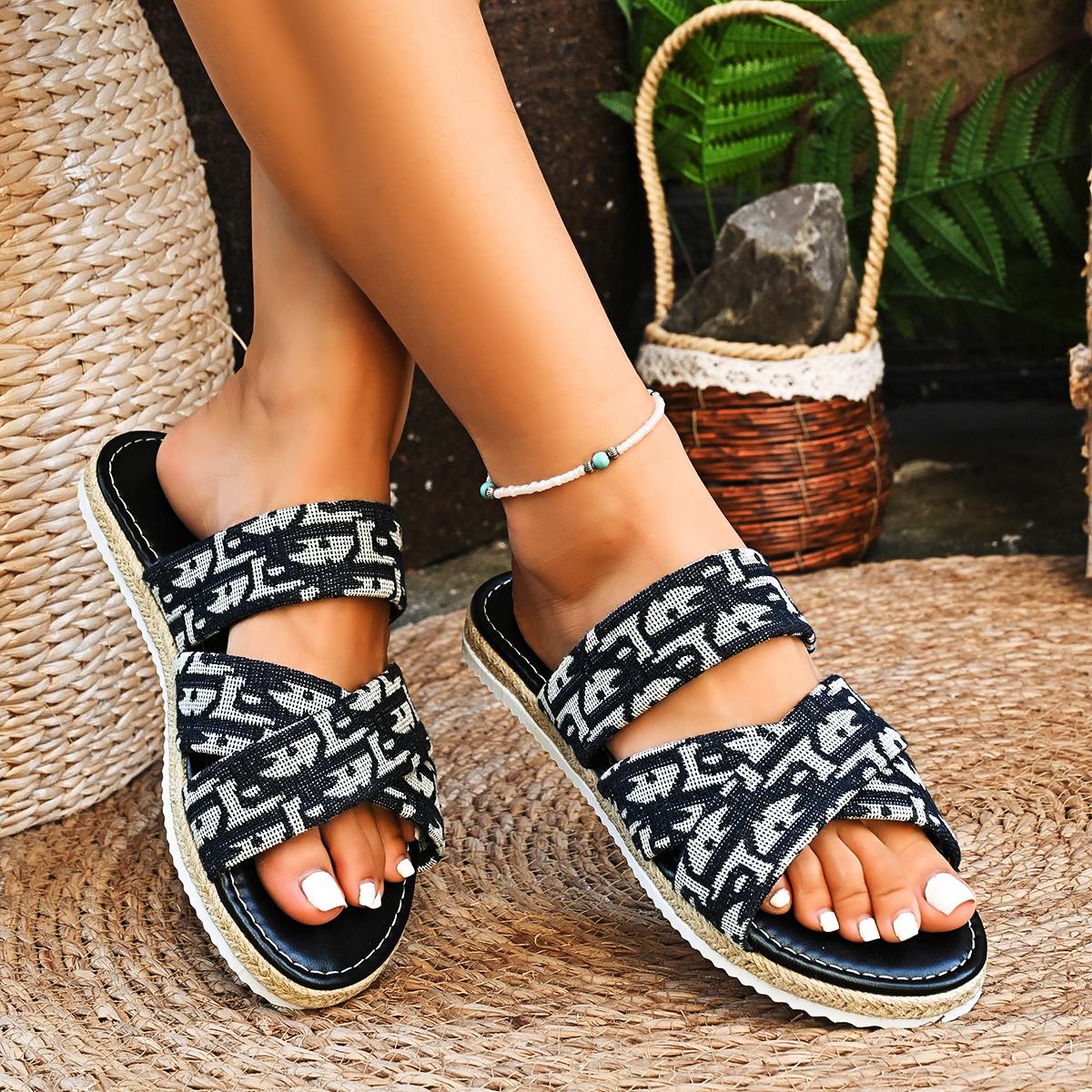 

Fashion Fashion New Sexy Leopard Print Casual Flat Slippers Summer Round Toe Non-slip Beach Slippers for Women 35 чёрный