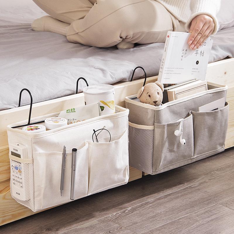 Cotton Linen Dorm Bedside Hanging Storage Bag for Students