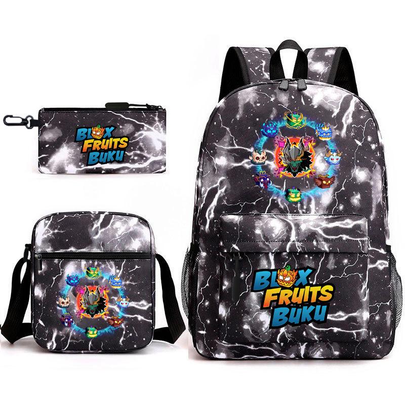 Game Teen School Bag Demon Fruit Elementary School Student Starry Sky Heat Transfer Backpack Three-Piece Set Three-piece set
