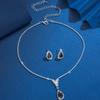 Premium Simple Water Drop Earrings Necklace Set Women's Shiny Stud Earrings Bridal Banquet Collarbone Chain Jewelry