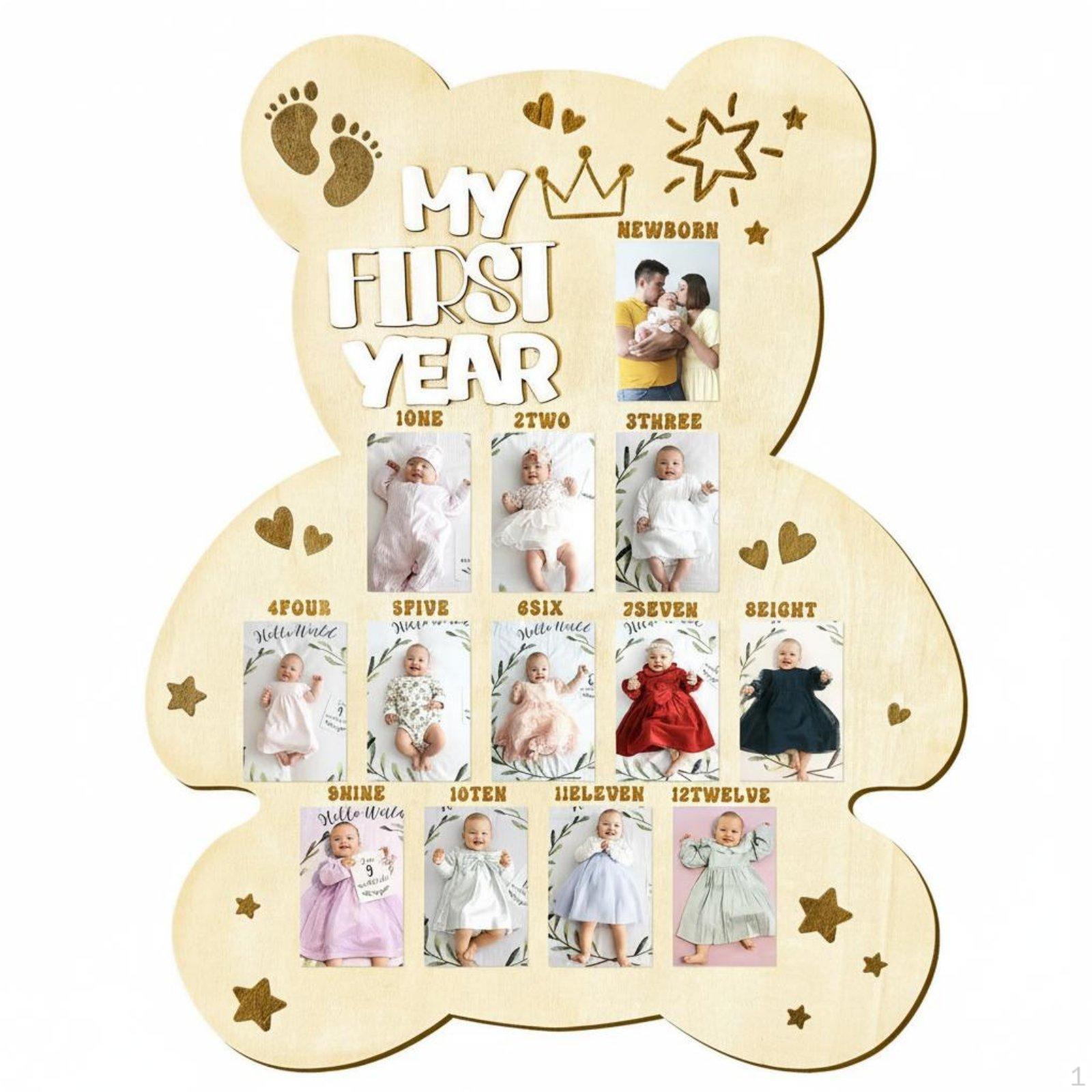 Infant First Year Photo Frame Growth Record Monthly Milestone Parent Gift