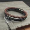 Men's Leather Bracelet with Double Tone Magnetic Buckle, High-quality Woven Bracelet Customized Handmade Accessories Wholesale
