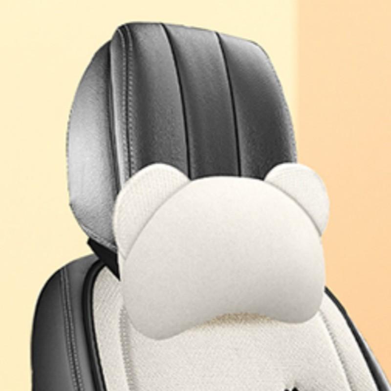 Fashion Luxury Car Seat Cushion Linen Cartoon Bear Women's Cute Anti-slip Breathable Car Seat Protect Cushion Cover Universal
