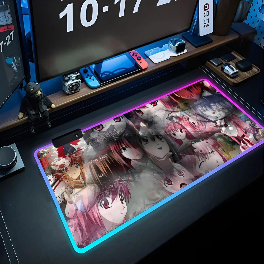 Elfen Lied Mouse Pad game RPG 40x90cm Mouse Mat Gaming Mousepads LED Keyboard Mats Luminous Desk Pads Mouse Pad For PC