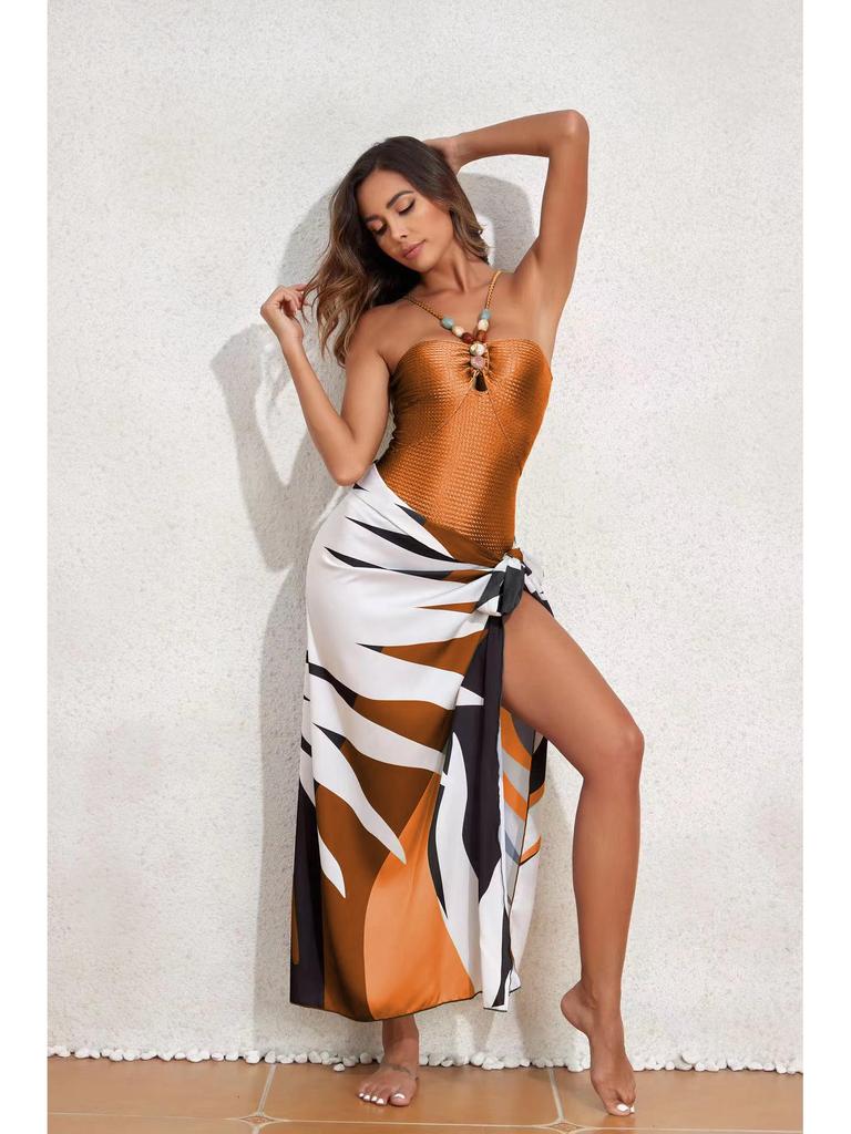 2024 Women's One-Piece Swimsuit: Slimming, Sexy, Sun Protection, Belly Covering, Gauze Skirt Bikini Set