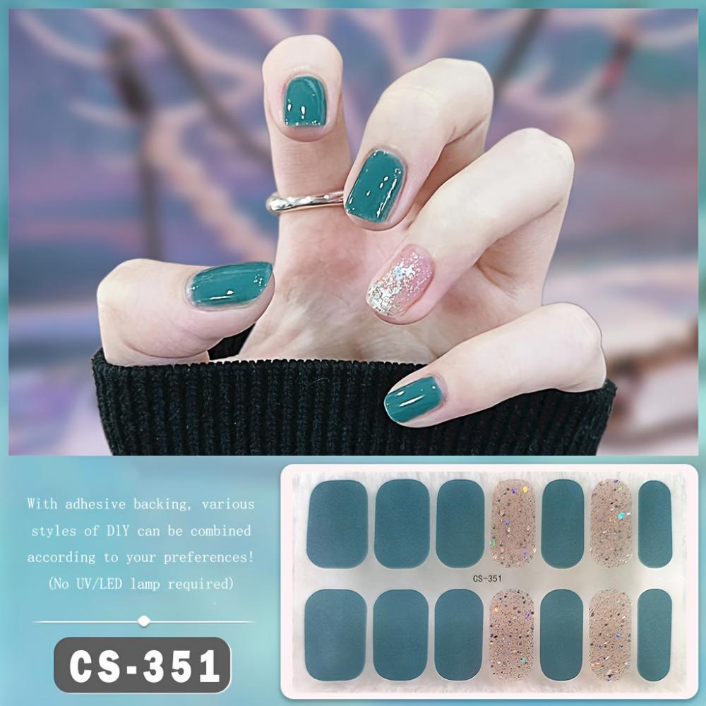 Ladies Fashion Themed Nail Sticker Self Adhesive Waterproof Gel Nail Film with Glitter Embellishment, Easy To Apply and Remove, Nail Accessories
