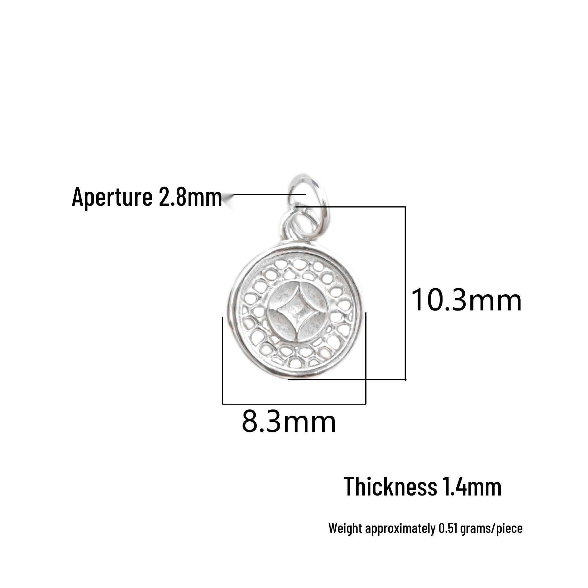 S925 Sterling Silver Chinese Coin Pendant with Gold Beads on Braided Rope – DIY Charm Jewelry S925 Silver серебряный
