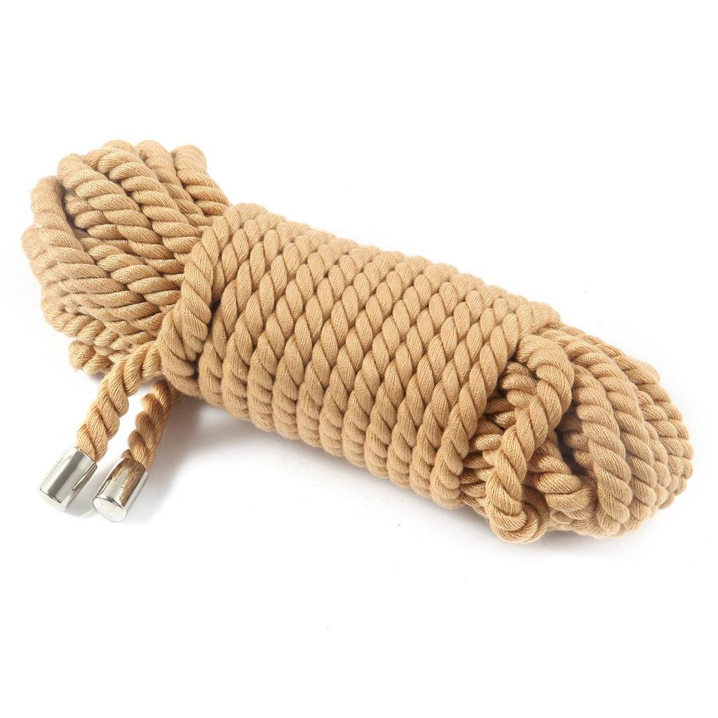 10m Hemp Rope with Metal Ends for Full-Body Restraint and Adult Bondage.