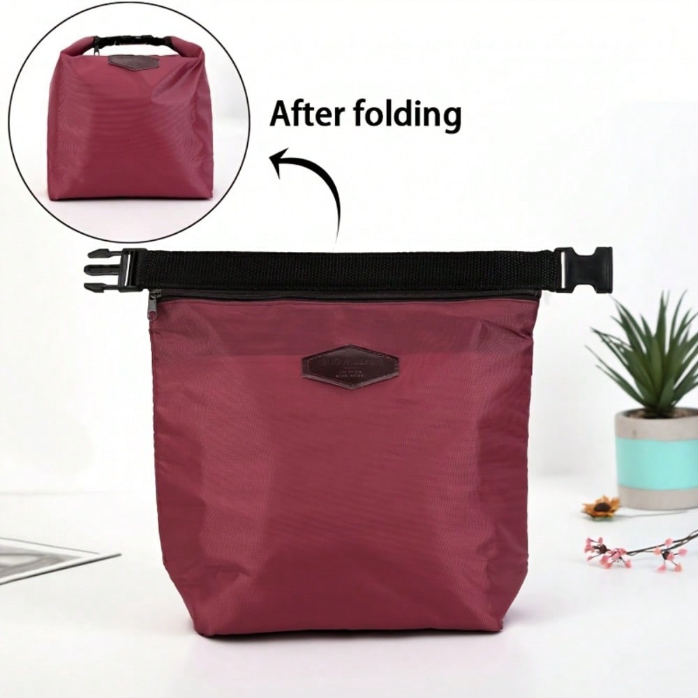 

Fashionable Insulated Bags, Lunch Bags, Foldable Bento Bags, Thickened Aluminum Foil, Ice Preservation And Freshness Bags, Outdoor Picnic Bags 1pcs бордовий