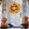 Hot Selling Autumn Maple Leaf Wreath Thanksgiving Halloween Wreath with Pumpkin Door Wall Decoration
