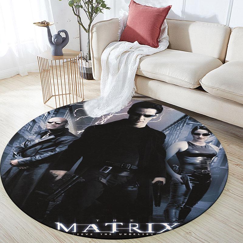 Matrix Poster pattern round rug,Carpet Rug for Living Room Bedroom Playroom ,Non-slip Floor Mat,Holiday Gifts and Birthday Gifts.